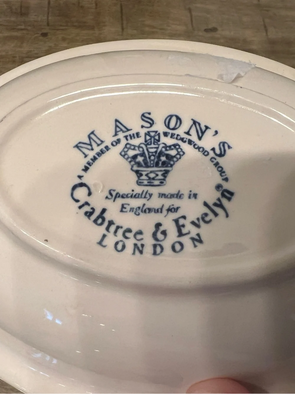 vintage Mason's for Crabtree & Evelyn blue and white botanical chintz soap dish